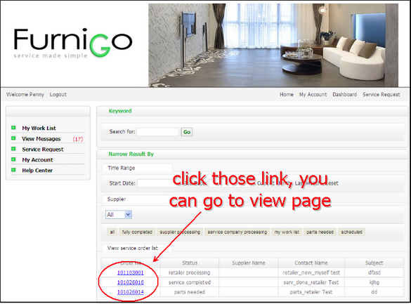 retailer list page click to view